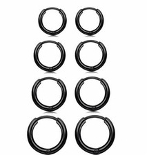 4Pair Men Women Small Stainless Steel Hoop Earrings Cartilage Lip Nose Ring