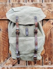 Robuster, alter Schweizer Armee Rucksack, Segeltuch & Leder Original 1961, Nr.30
