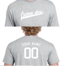 Custom Script with Personal Back T-Shirt - Baseball Tail Name and or Number