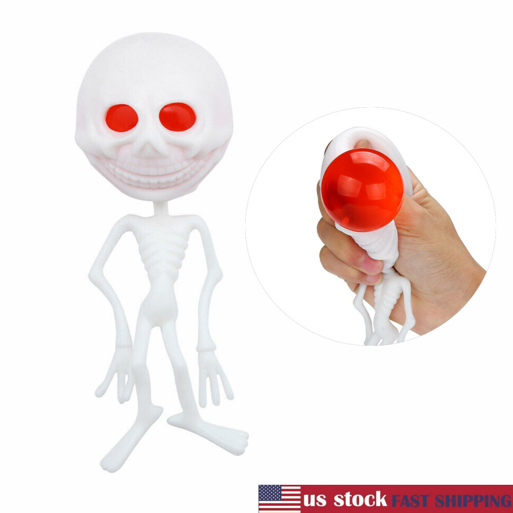 Halloween Stress-Spielzeug Schädel – Gelb, Dehnbarer Squeeze-Spaß, Für Partys & Zum Stressabbau