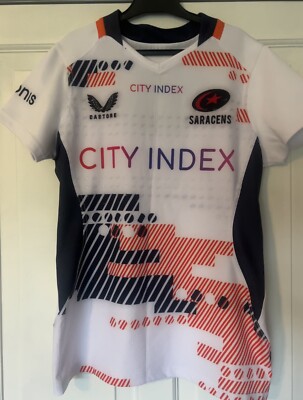  Castore Saracens weiß Away Pro Spieler Ausgabe Rugby-Shirt 22/23 Damen UK 10