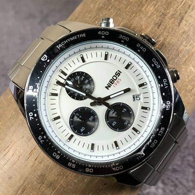 Nibosi Men 1985 Formal Chronograph Silver Tone 44mm Quartz