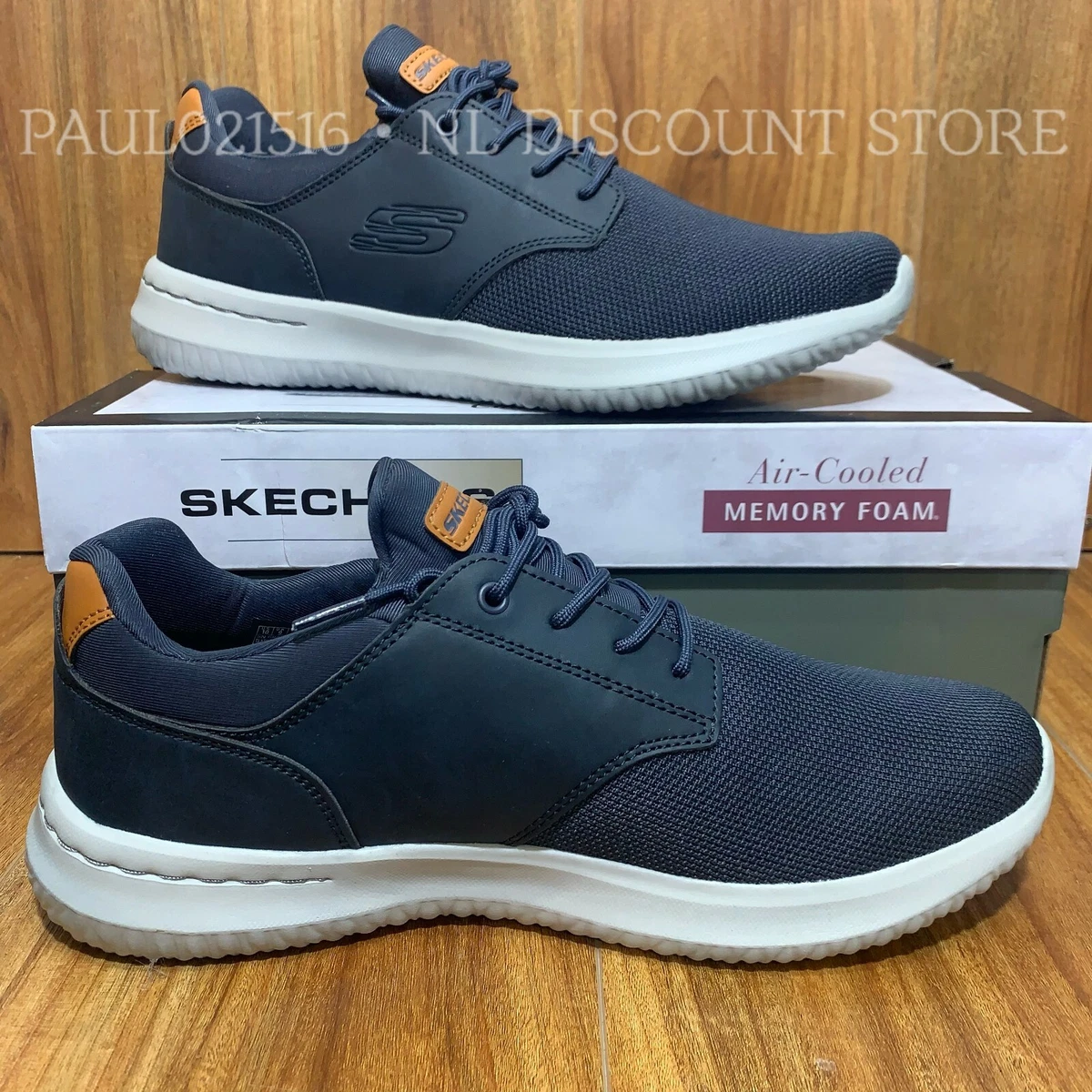 SKECHERS Men&#039;s Air-Cooled Memory Foam Sneaker ~ Navy ~ Sizes &amp; Condition | eBay