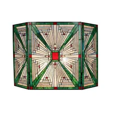 Fireplace Screen Tiffany Style Stained Glass Arts & Crafts ONE THIS PRICE 28X44