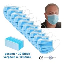 30 x  CE Schutz Gesicht und Mund 3-Lagen