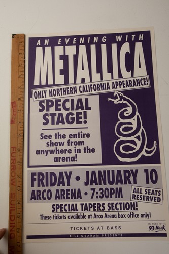 Metallica (M1L) Concert Poster (JSF6) Sacramento Arco Arena January 10 1992 - Picture 5 of 7