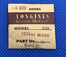 Longines 8M Part #5443 Set Lever / Detent Screws. (3) Sealed. NOS. 60-50 R