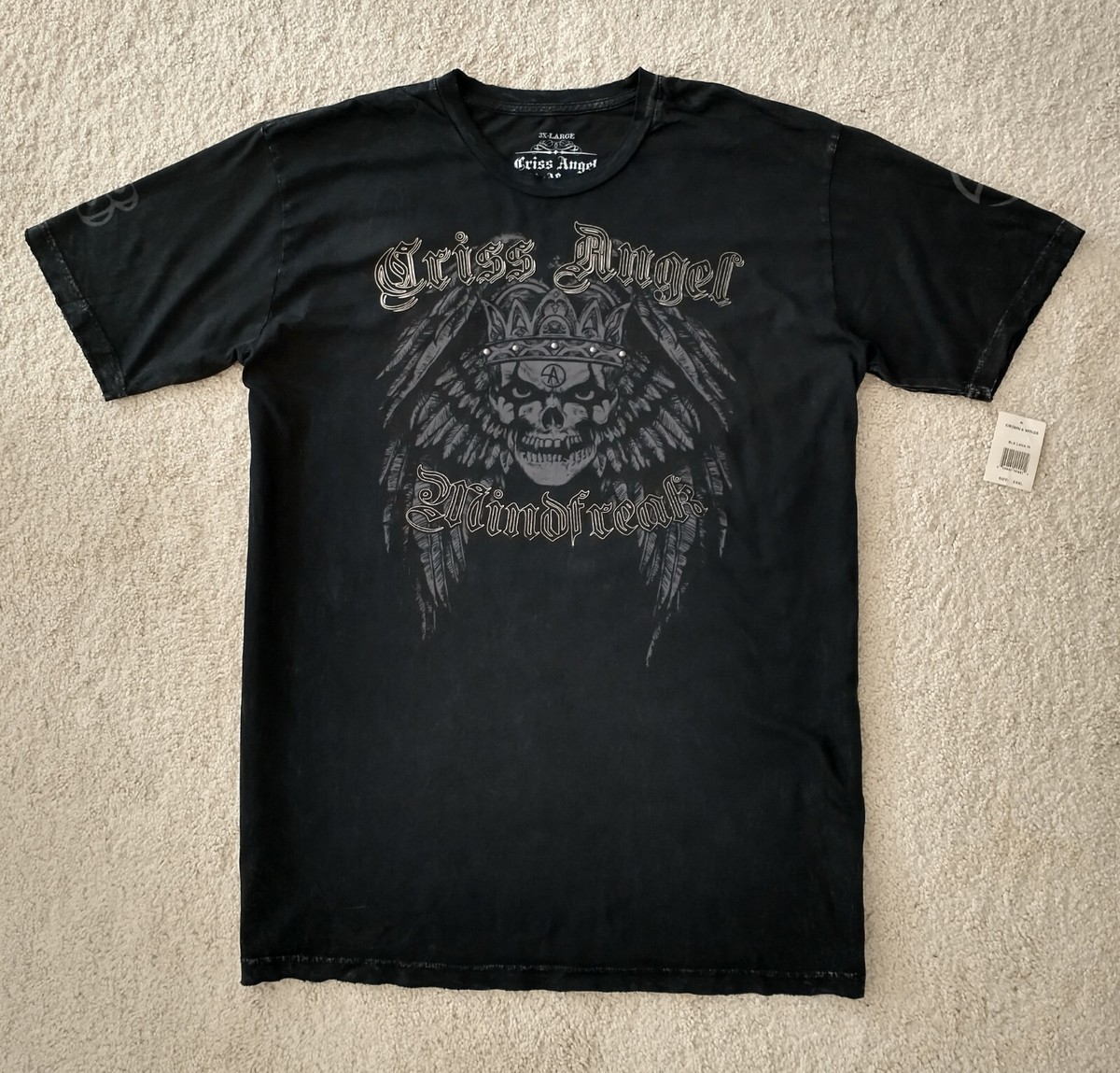 Affliction T-Shirt NWT 3XL CRISS ANGEL MINDFREAK CROWN Wings Skull