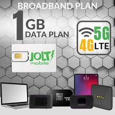 Jolt Mobile  AT&T Data SIM Card | 1GB WiFi MiFi Router 5G 4G LTE Broadband | IoT