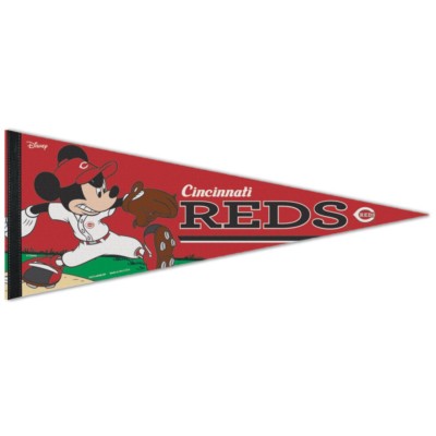 CINCINNATI REDS MICKEY MOUSE DISNEY ROLL UP FELT PREMIUM PENNANT 12''x30'' NEW