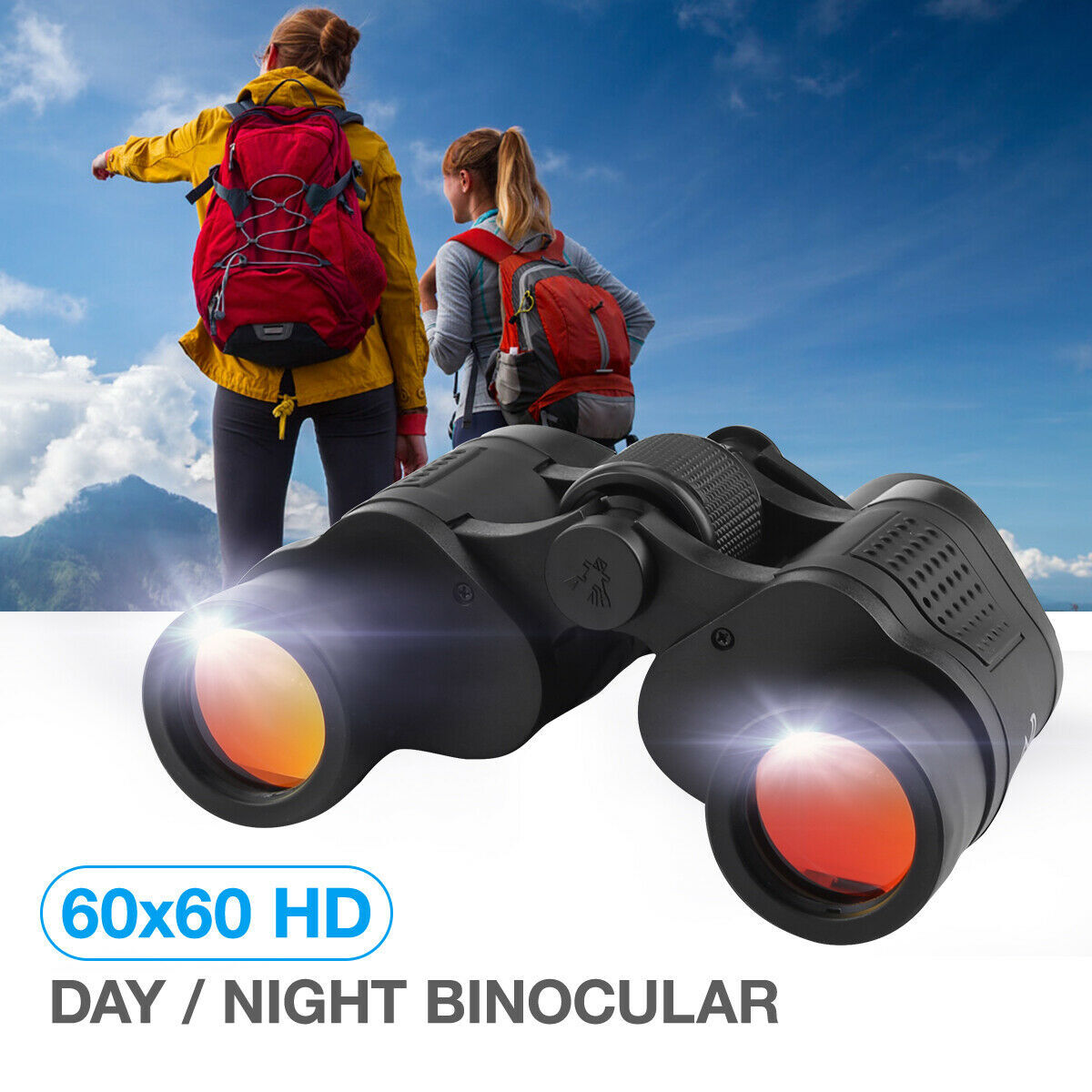 60x60 High Power Binoculars With Coordinates Portable Telescope LowLight Night V