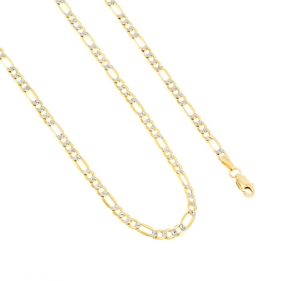 Nuragold 10K Yellow Gold Figaro Chain Bracelet For Women - 7 Inch, 3.5mm, Made In Italy
