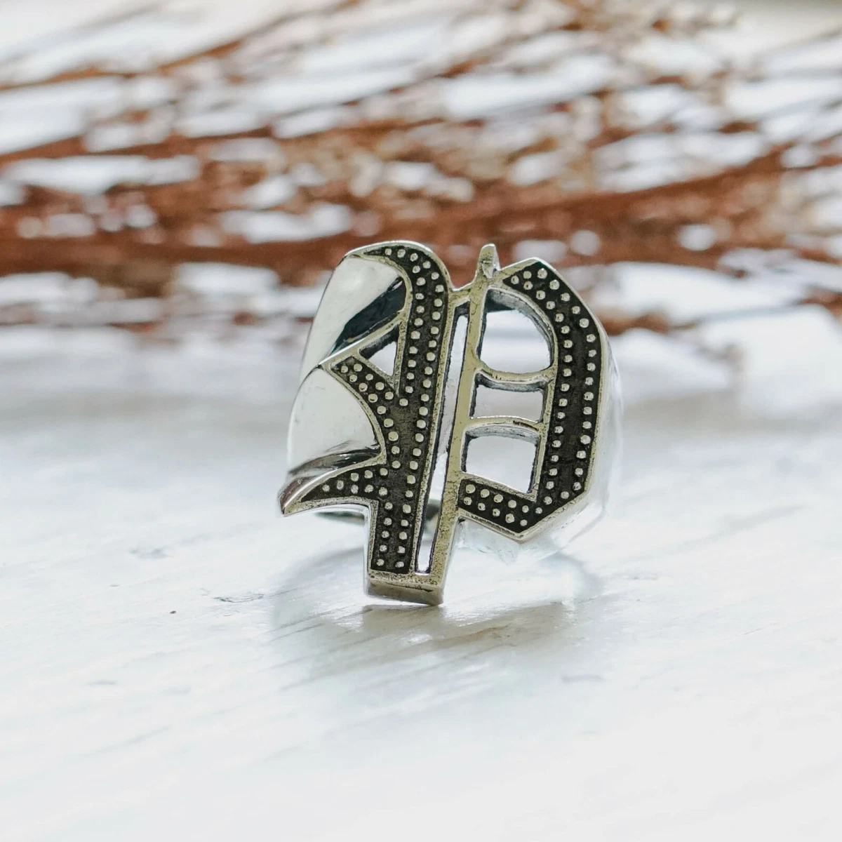 Mens sterling silver initial rings deals