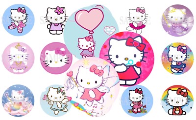 Hello Kitty Pre-Cut 1 Inch Bottle Cap Images (9 Options)