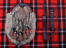 Scottish Premium Handmade Full Dress kilt Sporran Original Leather Coyote Fur
