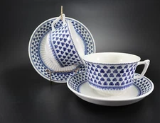 Adams Brentwood CUP & SAUCER Set of 2  English Ironstone Blue Shamrocks Vintage