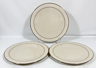 Franciscan MOON GLOW Dinner Plates Platinum Rim Masterpiece China Set of 3 Vtg