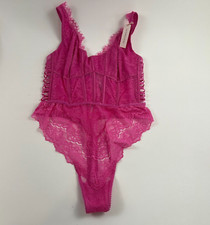 Victoria's Secret One Piece Boned Strappy Teddy Lace Bodysuit Pink Size XL NWT