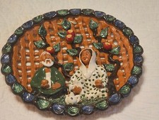 VTG. Terracotta Handmade Pottery BASKET WAWE Art-Asian Inspired Tea Times Plate