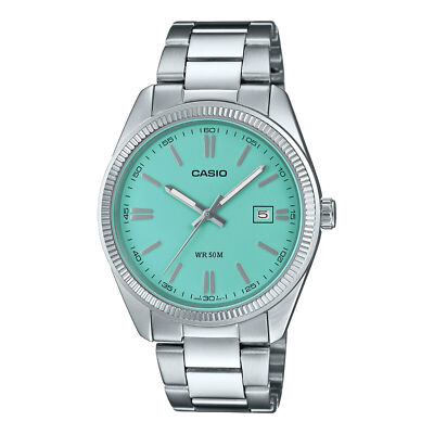 Casio Classic MTP-1302PD-2A2V 44mm Edelstahl, Türkis NEU & OVP