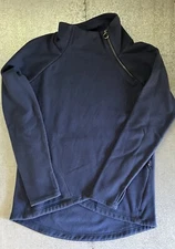 Athleta XS Pullover Enchanted Blue Cozy Karma Asym 158981 Zip Neck Fleece