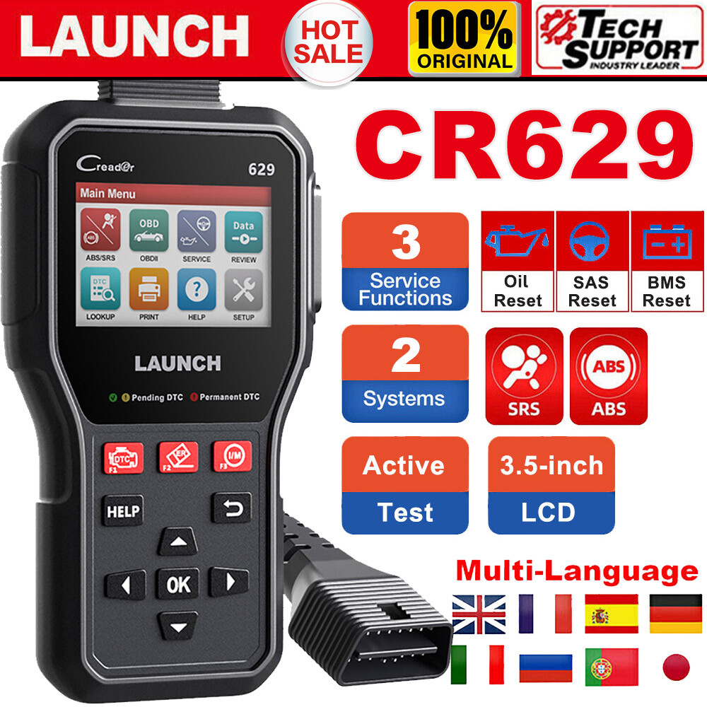 LAUNCH CR629 OBD2 Auto ABS SRS Diagnostic Scanner Car Oil SAS BMS