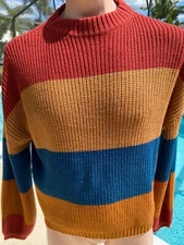NEW Brixton Lion Colorblock Madero Mens Pullover Cable Knit Sweater M Medium