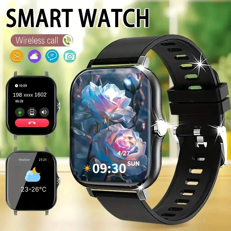 2025 Smart Watch 1.83" HD Screen Make/Receive Calls Fitness Tracker USB Recharge