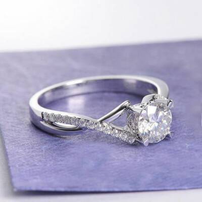 1.20Ct Round Brilliant Moissanite Solitaire Engagement Ring 14k White Gold Over 