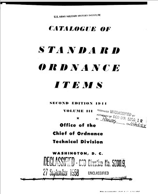 223 Page 1944 2nd Ed. Volume 3 Catalog Of STANDARD ORDNANCE ITEMS Manual on CD