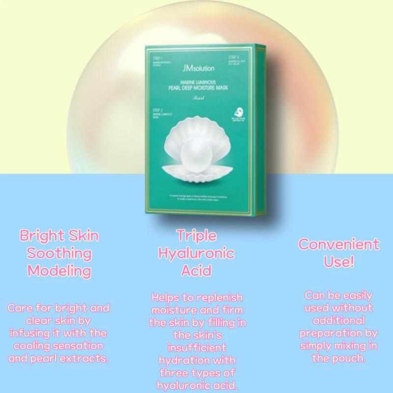 K-Beauty Sheet Mask/JMsolution Marine Pearl Mask - Deep Moisture & Brightening - Image 3 of 4