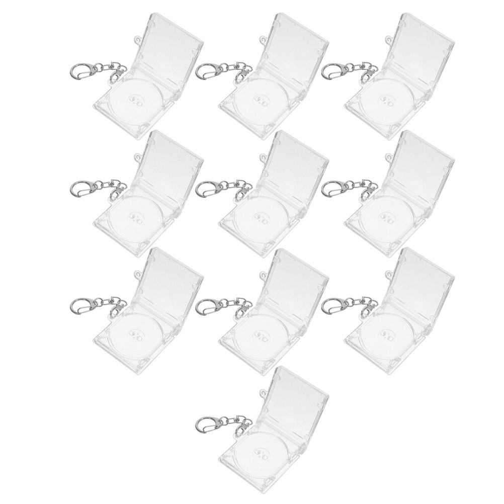 10Pcs Transparent Acrylic Cd Jewel Keyring Blank Dvd Case for DIY
