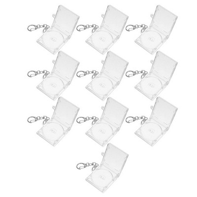 10Pcs Transparent Acrylic Cd Jewel Keyring Blank Dvd Case for DIY