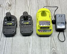 Ryobi Genuine OEM 18V Lithium Ion One Battery Charger PCG002 w 2 Battery TESTED