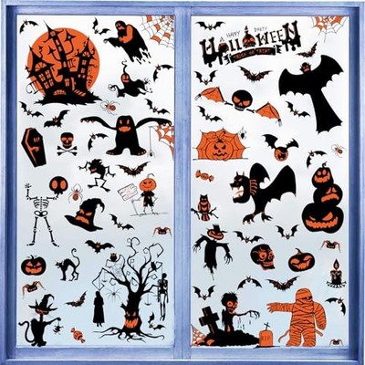 Halloween Window Clings,9 Sheets Halloween Party Window Clings Halloween a