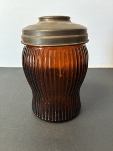 Vintage Duraglas Tobacco Bin Humidor -Amber With Lid