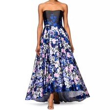 Betsy  Adam - Floral-Print Strapless Ball Gown