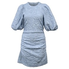 Ganni Recycled-Cloqué Mini Dress In Blue Recycled Polyester Women Light Size 34