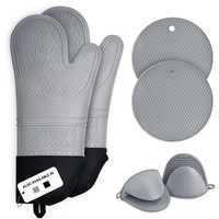 Ofenhandschuhe Silikon Set 6-Teilig HitzebestäNdig Anti-Rutsch 230°C Kochen