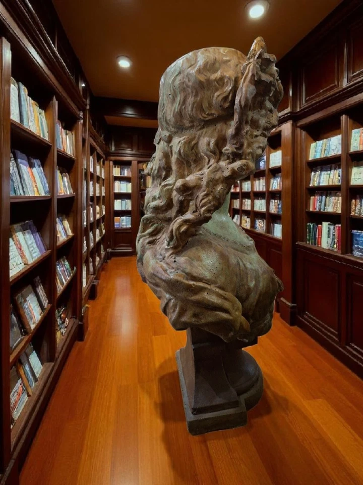 Busto de jardín patinado grande de colección estatua de una dama con acabado de bronce brocante Foto 4 de 4