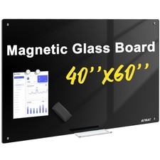 AFAMT Magnetic Dry Erase Board, 40" x 60" Glass Whiteboard, 4mm Tempered Glas...