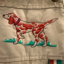 Vtg 80s Health-tex Tan Corduroy Dog Embroidered Overalls Toddler 2T