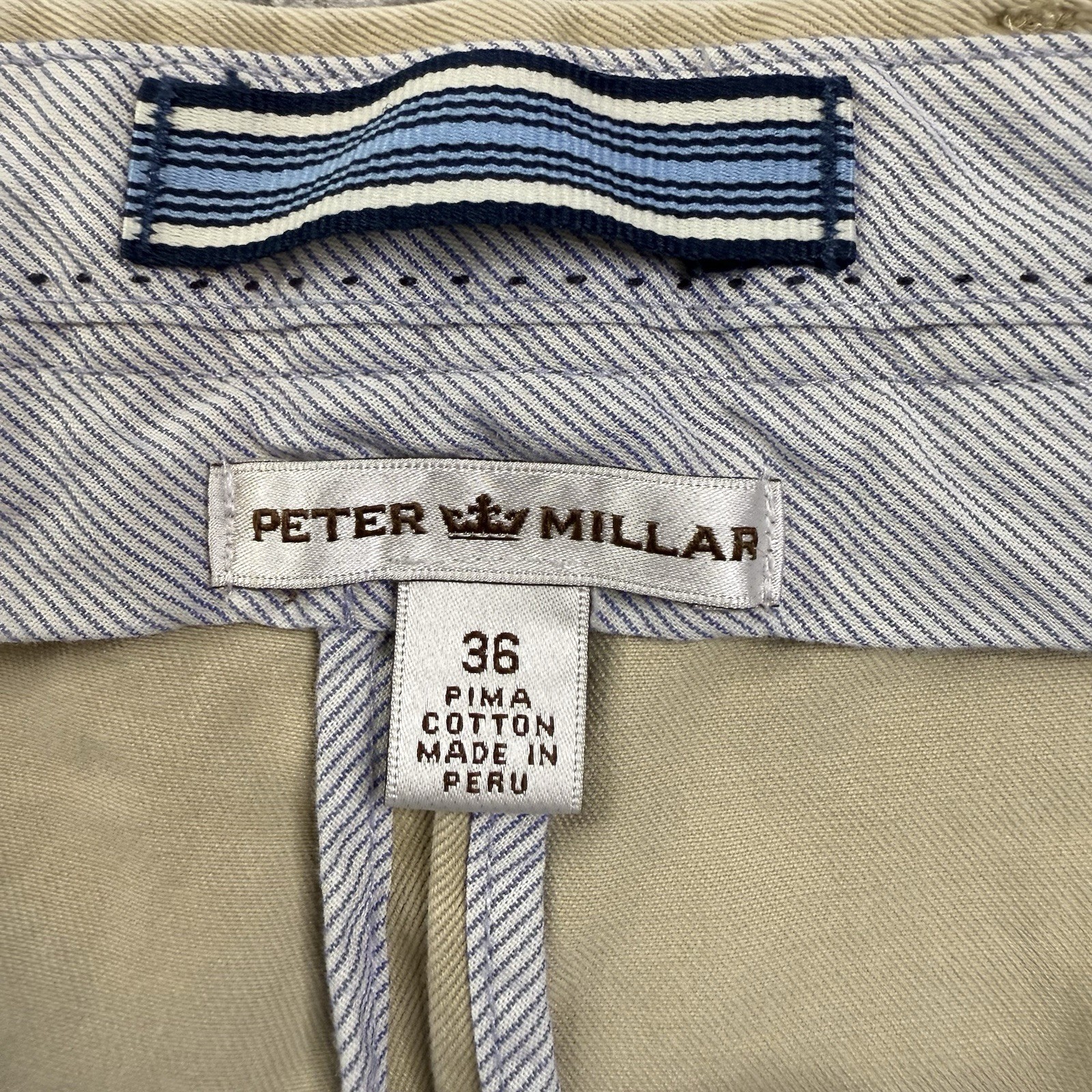 Peter Millar Pine Valley Club Performance Golf Shorts Size 36 Khaki