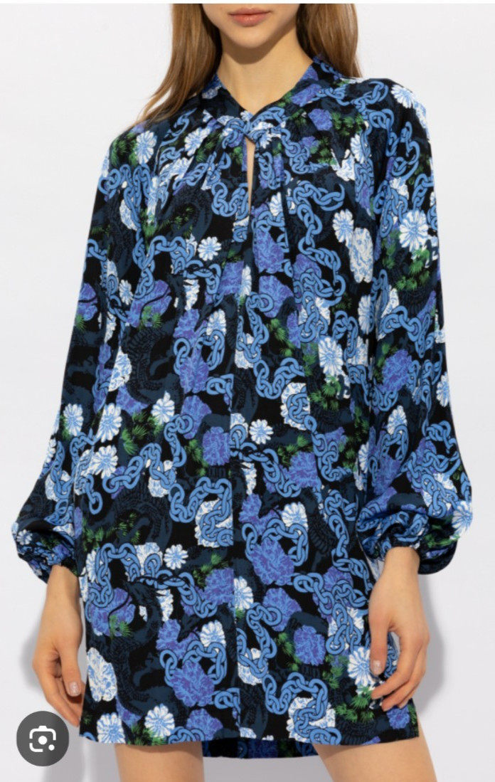 Nuevo con etiquetas Vestido Diane Von Furstenberg Silka Talla Grande Baile Dragón Azul Floral Satinado