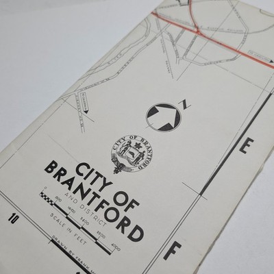 Vtg 1980s Brantford Ontario Canada Frank McKinnon Folding Street Map Hwy 403