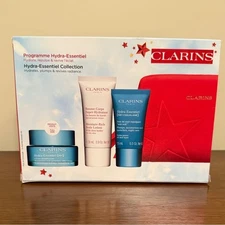 Clarins Hydra-Essentiel Skincare 4-Piece Gift Set with Full Size Cream, NIB