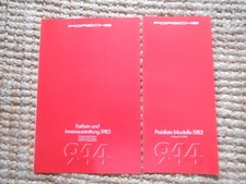 Preisliste Porsche 944, Modelle 1983 und Farbkarte