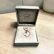 NEW LALIQUE Light Pink Rose Heart Pendant Necklace with Silk Rope New in Box