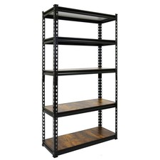 Black 5-Tier Boltless Tier Height Adjustable Steel Garage Storage Rack Shelving