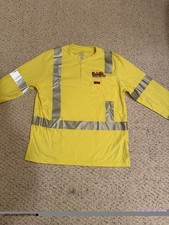 Lapco FR Hi-Vis Yellow Flame-Resistant Long Sleeve Henley Shirt, Medium Reg
